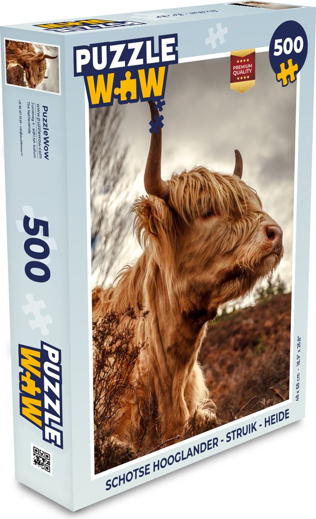 MuchoWow Puzzle 500 Teile Scottish Highlander - Strauch - Heidekraut - 500 Teile - Kinder - Selberbauen - Puzzlespiele