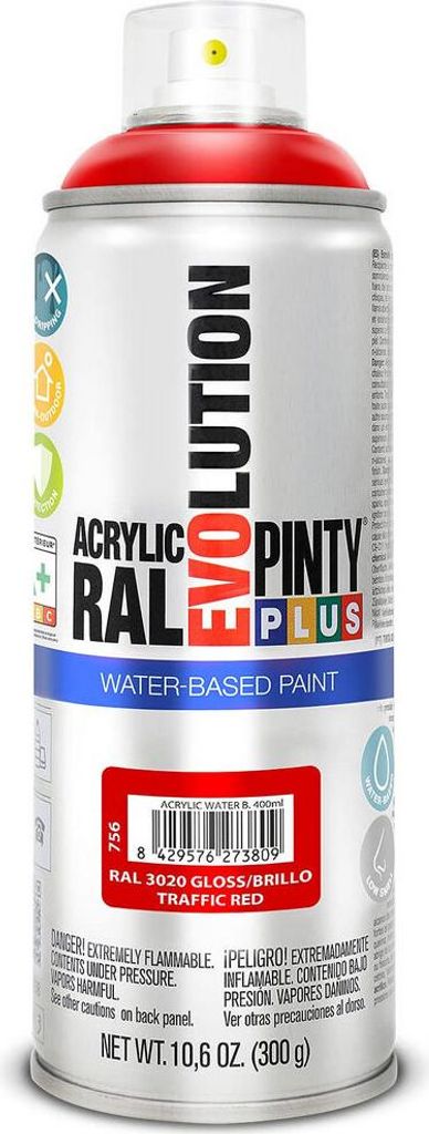 Pintyplus Evolution Wasserbasierte Aerosolfarbe 520cc RAL 3020 Signalrot