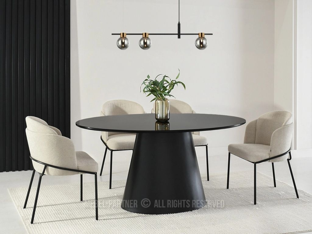 Oválny jedálenský stôl 160x90 cm ELIAM - čierny Obrázok produktu 