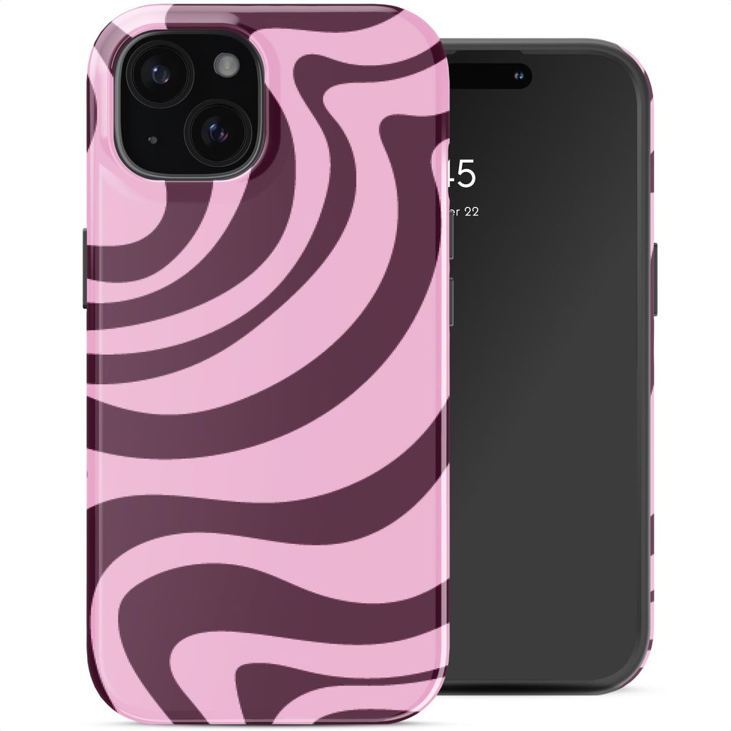 Selencia Vivid Backcover für das Apple iPhone 15 – Wavy Swirl Pink Plum