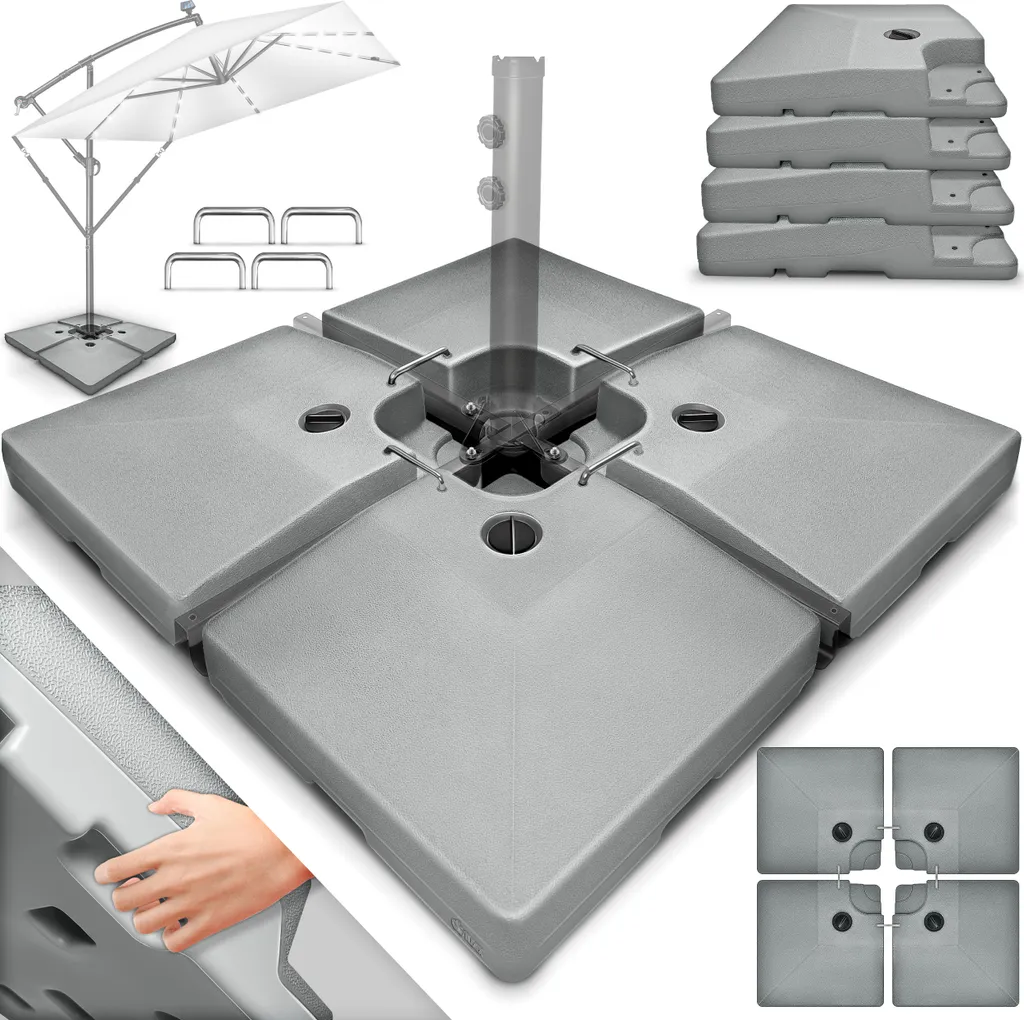 Base Ombrellone tillvex 120kg Grigio | Supporto Professionale 4 Pezzi