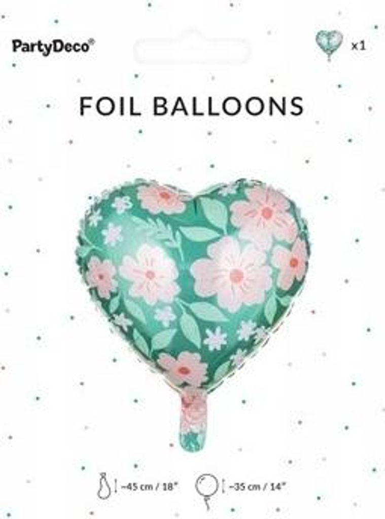 PARTYDECO Palloncino fol.Heart a fiori 45cm mix 44088 Immagine del prodotto 