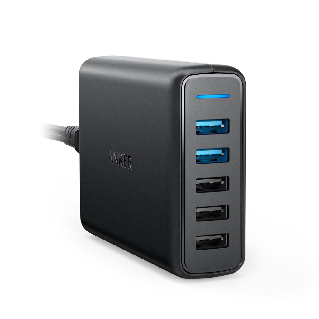 Anker Innovations Anker PowerPort Speed 5 - Netzteil - 63 Watt - 4.8 A - QC 3.0 - 5 Ausgabeanschlussstellen (3 x USB Typ A, 2 x 9-polige USB Typ A)