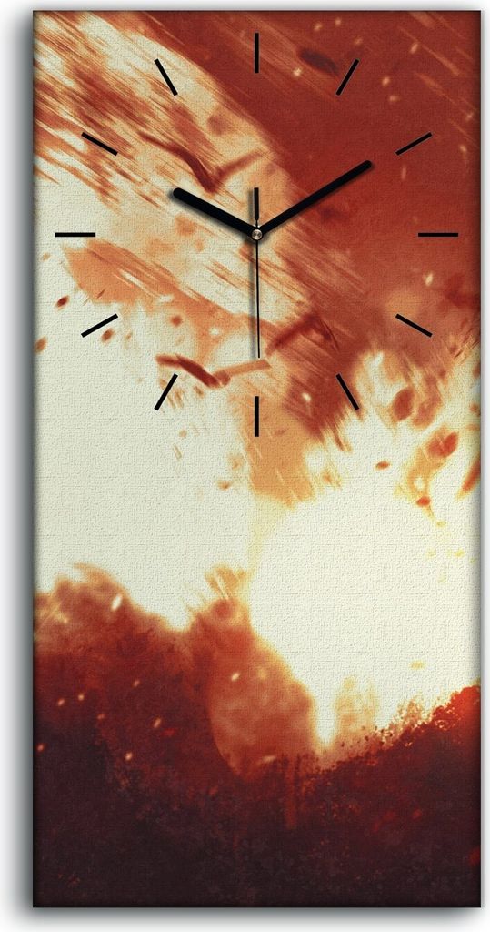 Dekor Leinwand Uhr Wandbilder 30x60 Mann mit einem Gewehr Feuer Flammen - schwarze Hände