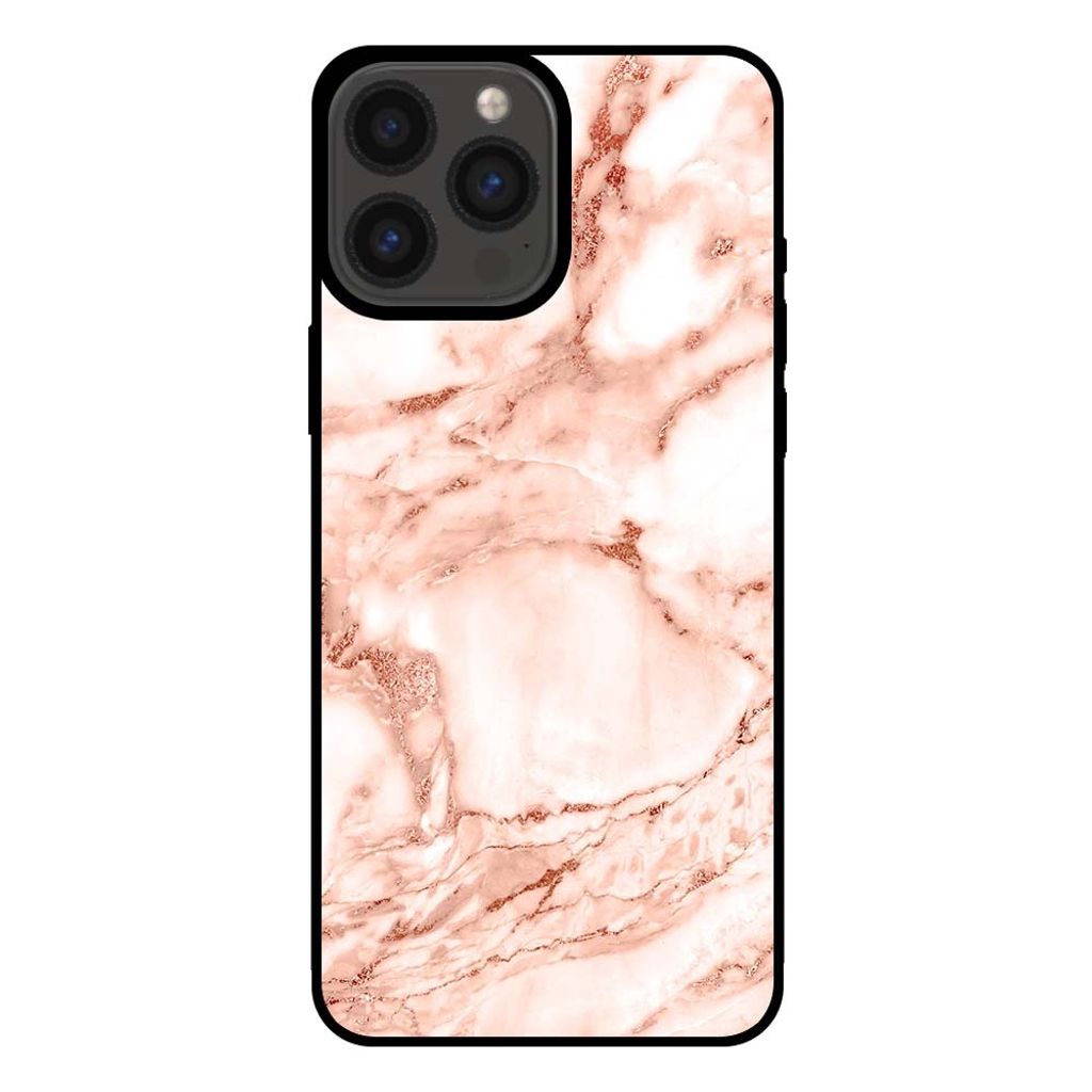 Smartphonica Handytasche für iPhone 13 Pro Max Marmor-Look - Rückseite Abdeckung Marmor Fall - White Rose Gold