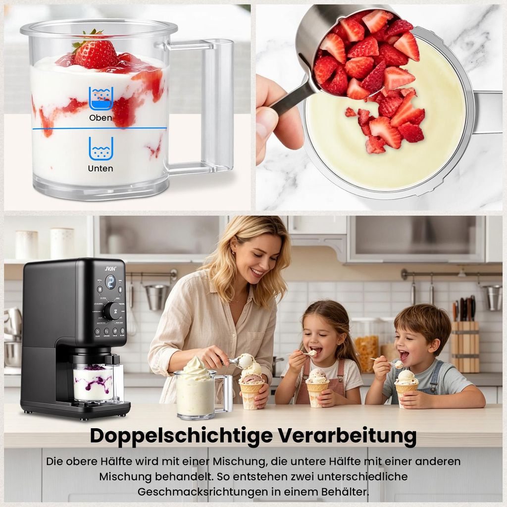 Eismaschine für Zuhause,10 Programme,2L,Gefrierbehälter 650