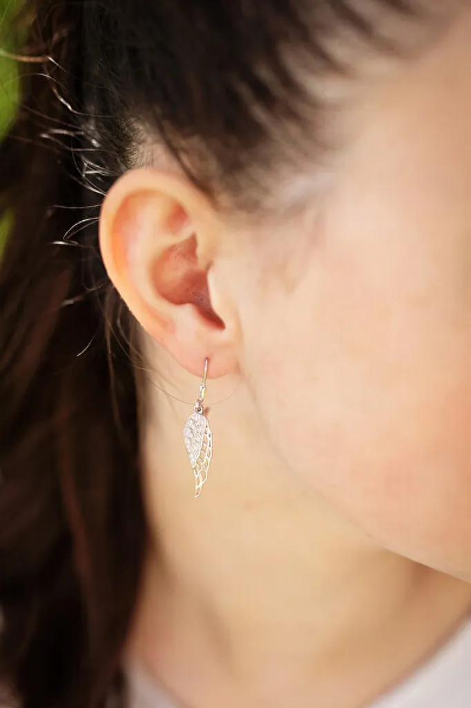 Boucles d'oreilles argentées ailes d'ange AGUC2360L pour femme élégante