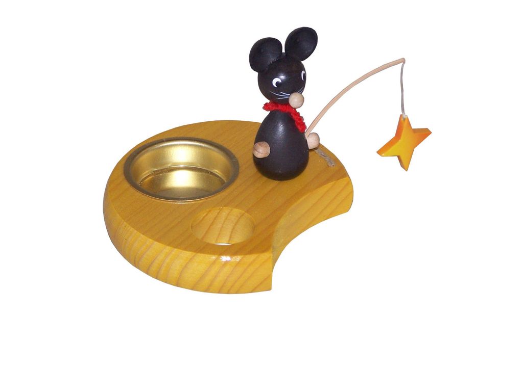 Ganzjahresdekoration Maus mit Angel und Stern Höhe 6cm NEU Produktbild 