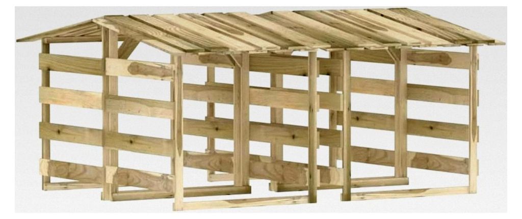 4X Imprägniertes Kiefernholz Pergola mit Dach für Garten 100x90x100cm