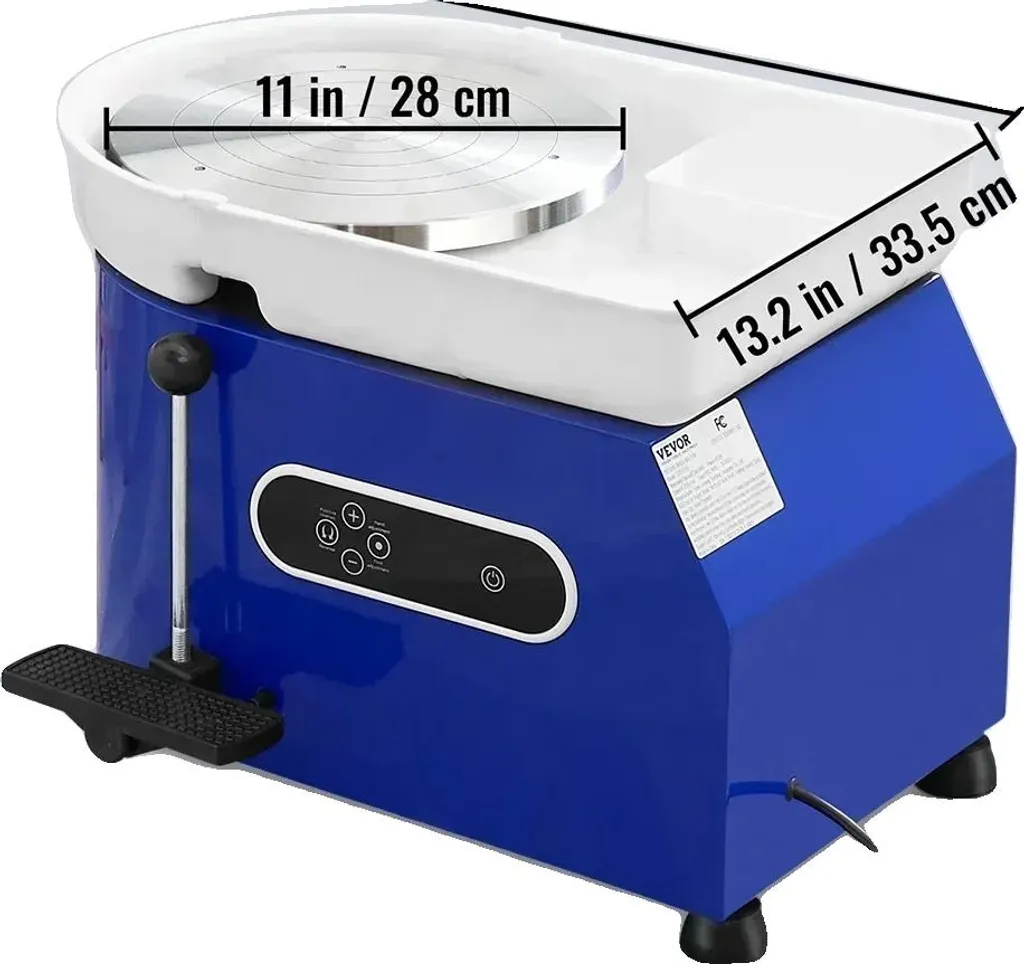 Tour de potier électrique 28 cm 450W bleu 60-300 tr/min stable et robuste