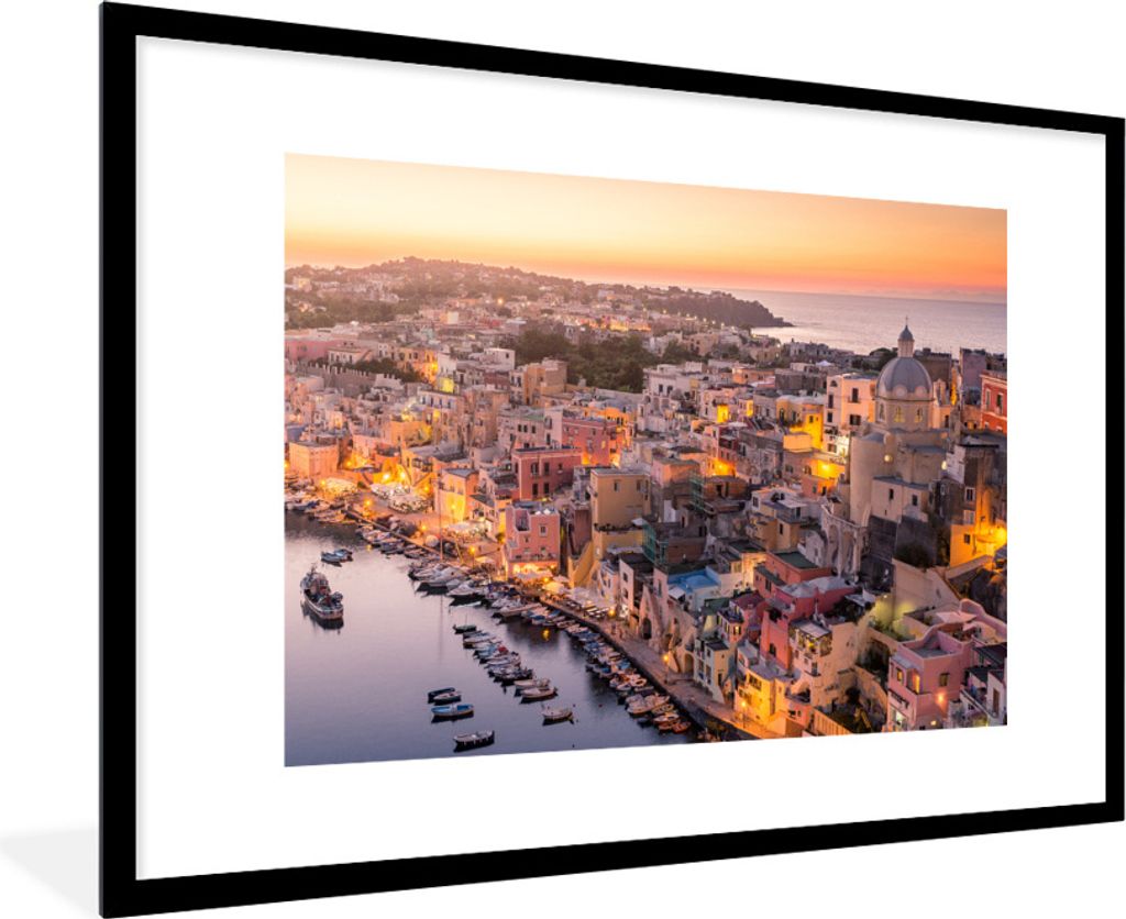 MuchoWow Gerahmtes Poster Architektur - Luft - Wasser - Italien 90x60 cm - Poster mit Schwarzem Bilderrahmen Wandposter Rahmen Foto Bilder - Wand...