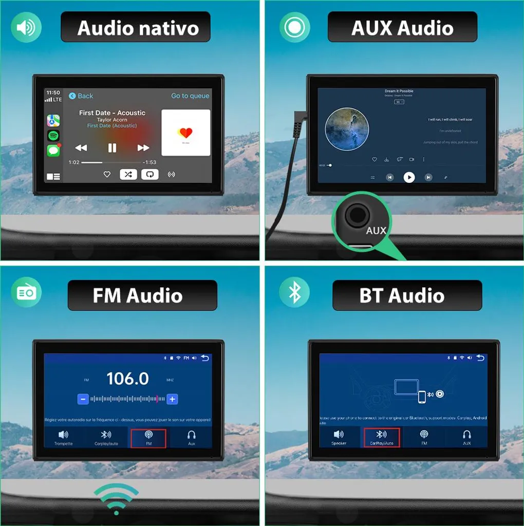 Écran tactile 9'' CarPlay Android Auto pour navigation et mains libres - 5