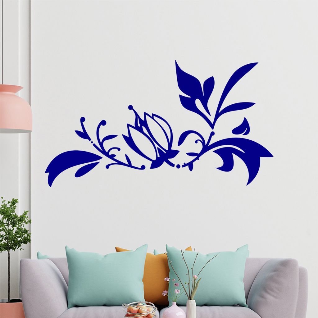 Blume - Ranken Wandtattoo in 6 Größen - Wandaufkleber Wall Sticker - Dekoration, Küche, Wohnzimmer, Schlafzimmer, Badezimmer
