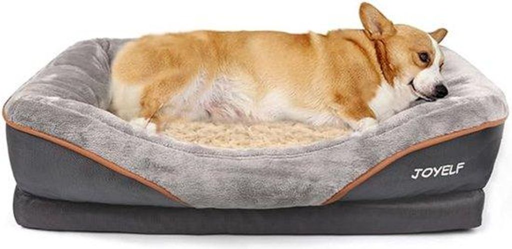 Luxus-Orthopädisches Hundekissen - Medium Memory-Foam-Hundebett - 80x56x18cm - Waschbare Hülle - Grau