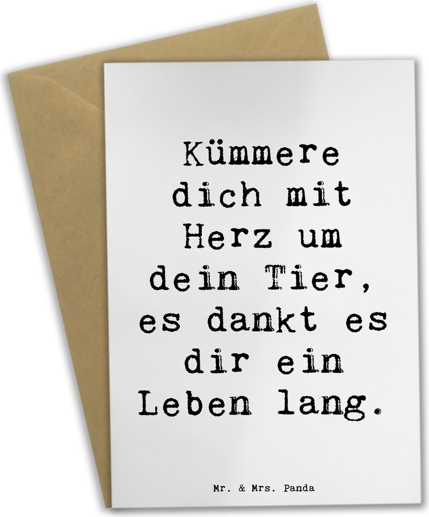 Mr. & Mrs. Panda Glückwunschkarte Spruch Haustiere pflegen - Weiß - Geschenk, Tierliebe, Ermutigung, Vertrauem, Klappkarte, einladungskarten, lie...