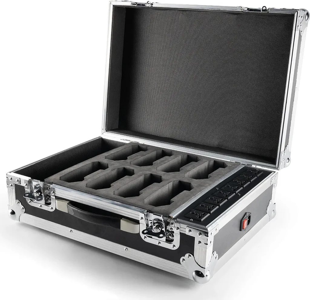 Flightcase de transport pour 8 projecteurs PAR LED rechargeables DJ