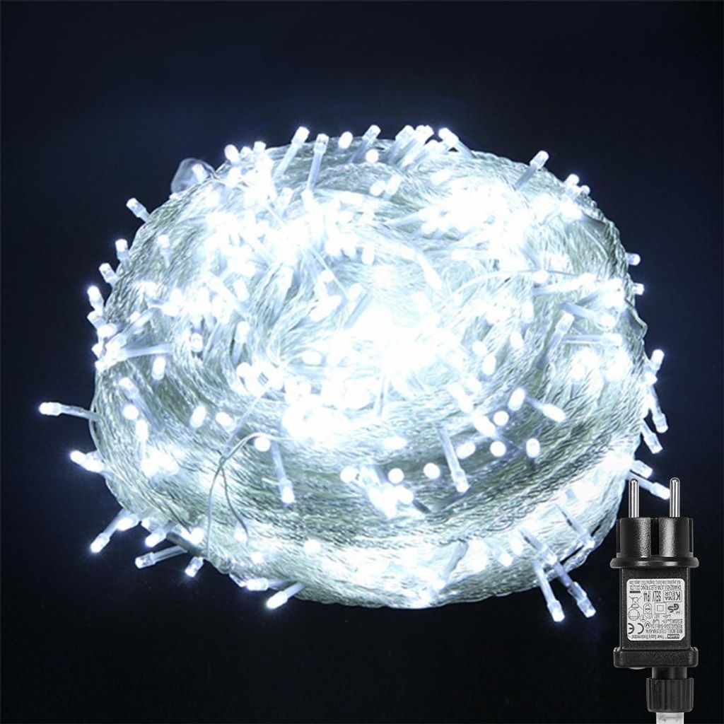 100m 800 LED Lichterkette 8 Lichtmodi Wasserdicht Lichterketten Innen Garten Party Weihnachten Halloween Hochzeit Deko, Weiß