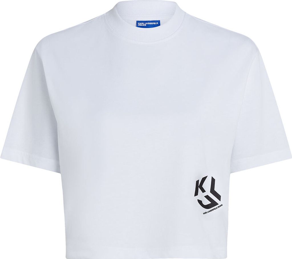Karl Lagerfeld Reg Cropped Monogram Kurzarm-t-shirt Weiß S Frau Weiß S
