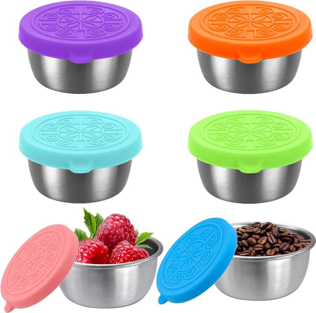 Snackbox Lebensmittelcontainer Set mit Silikondeckel - 50 ml Edelstahl