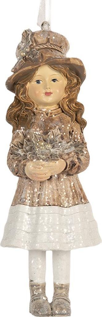 Clayre & Eef Weihnachtsanhänger Kind 12 cm Beige Kunststoff