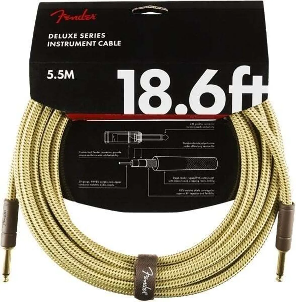 Fender Deluxe Tweed Instrument Cable 5,5m - Oro 24K e Look Vintage