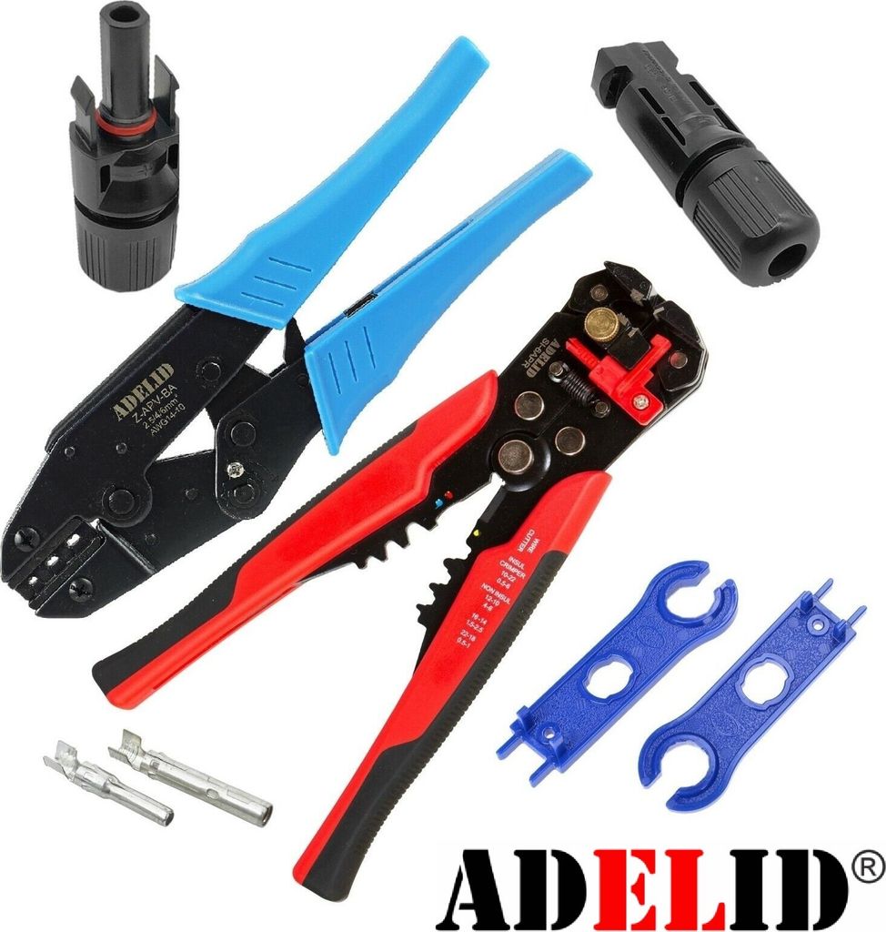 Crimpzange MC-4 Set 2,5-6mm² Abisolierzange Montagewerkzeug 2x Buchse Kupplunge