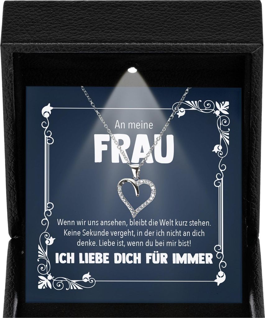 22Feels Frauen Hochzeitstag Geschenk Damen Schmuck - Silber 925/000 Herz Halskette - Ehefrau Schatz Valentinstag Geburtstag Weihnachten - Romantisc...