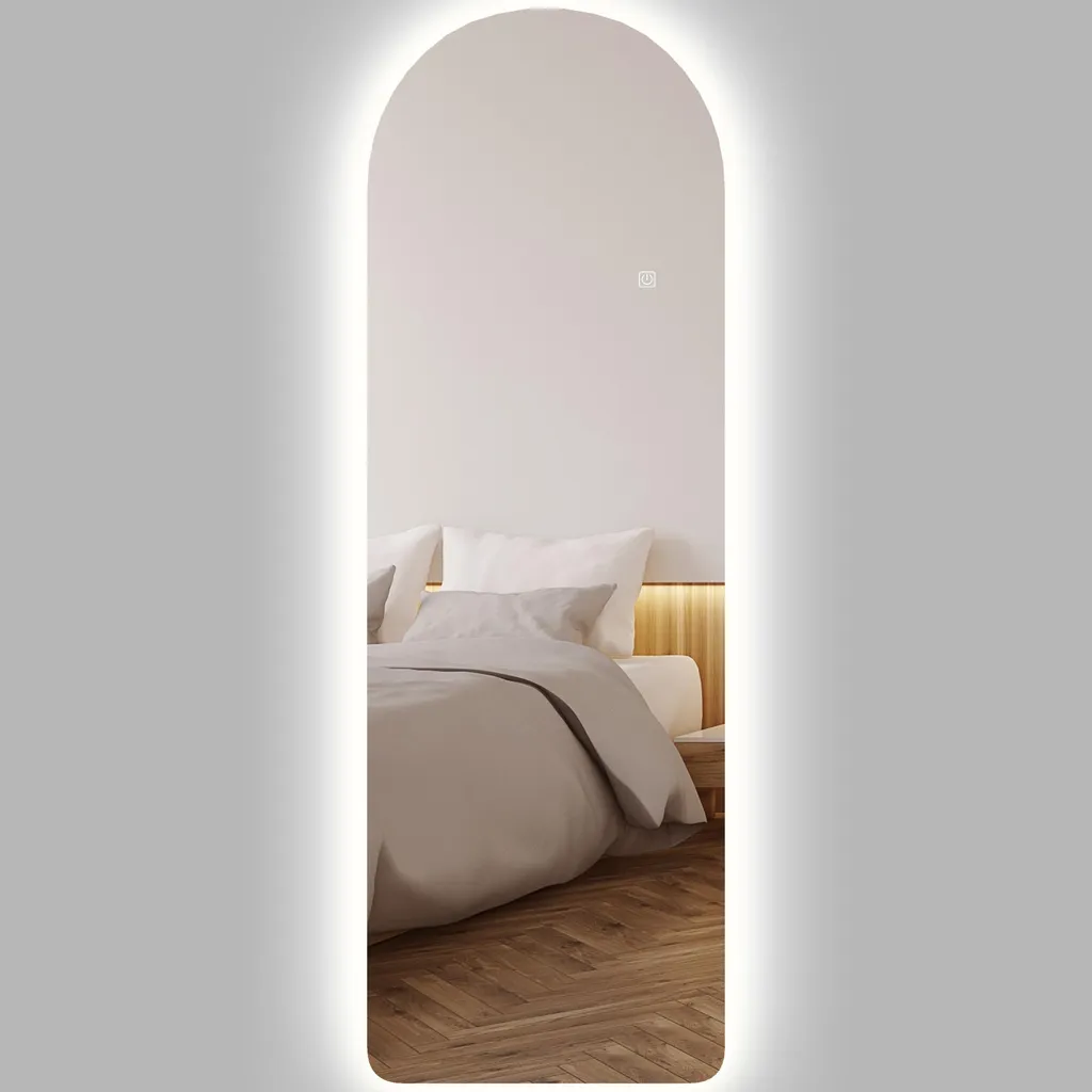 HOMCOM Miroir Mural LED 120 x 40 cm Arqué Anti-déflagrant Variable