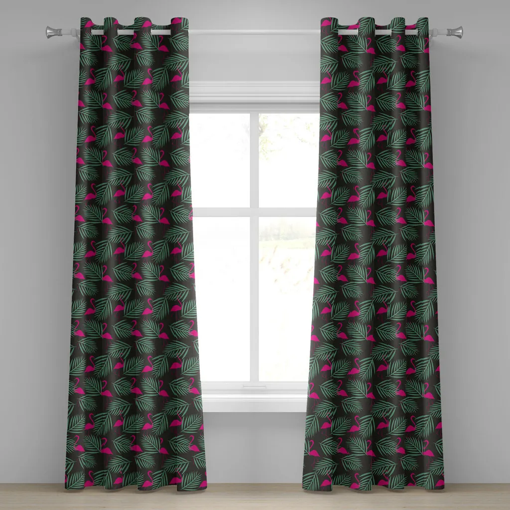 Rideau à œillets Flamingo Rose 280 x 245 cm ABAKUHAUS Zoo Décoratif