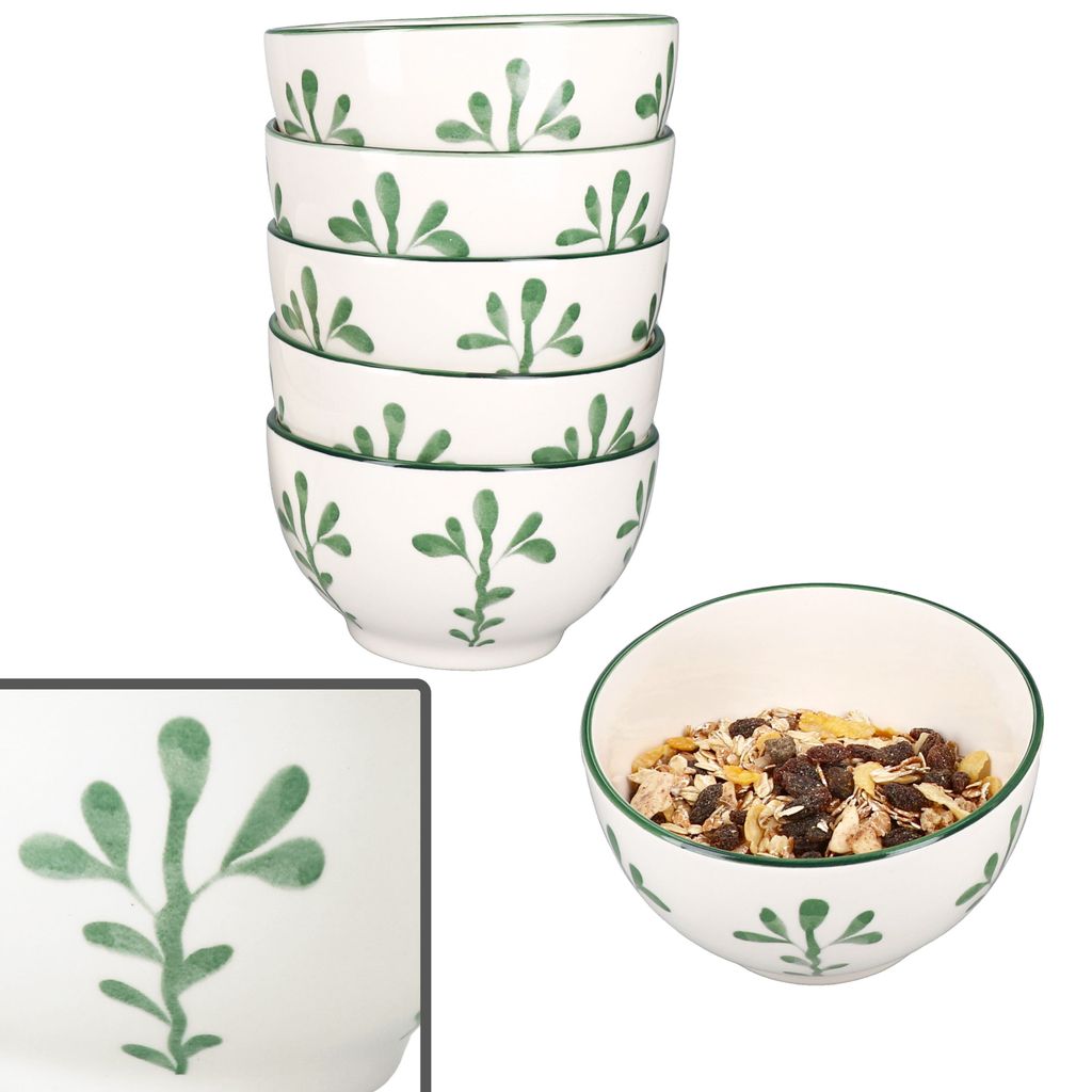 6x Wald grün Müslischale Ø14,3cm 550ml Steingut 6 Pers Dessert-Bowl Weihnachten
