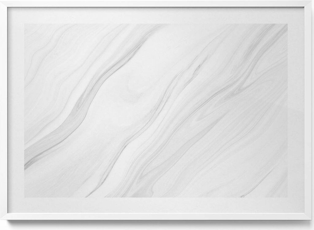 Zarter Marmor– Wandbild mit Rahmen – Gerahmtes Bild – Wanddekoration – 100x70 cm – Weiß Rahmen