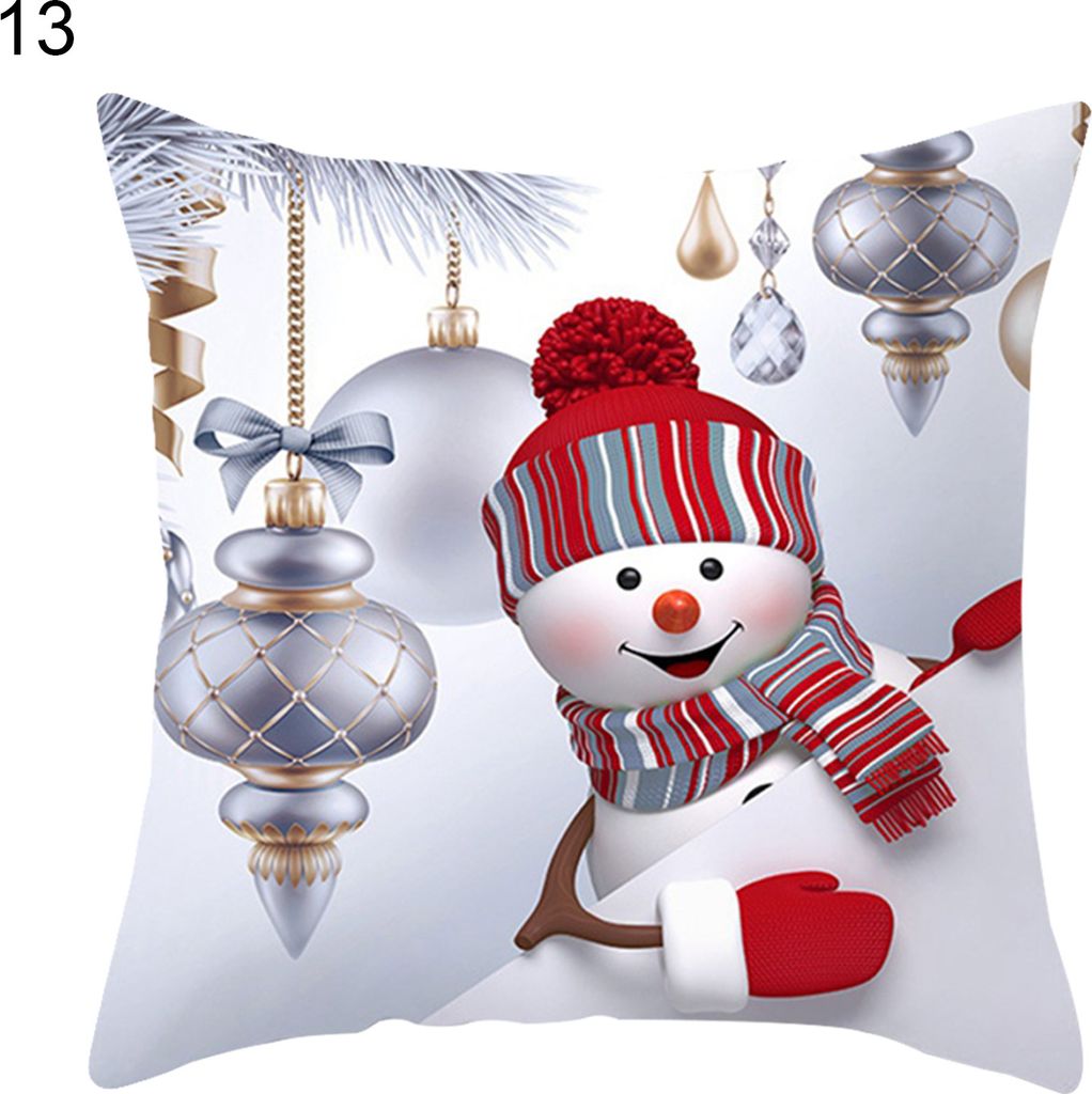 Kissenbedeckung Weihnachtsdruck Premium Craft Polyester Schneemann Kissen Beschützer Autodekoration-13