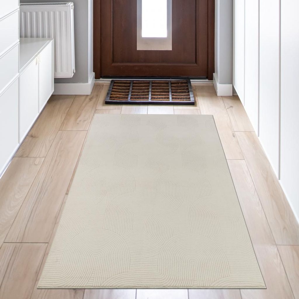 Kuschliger Teppich mit schönem Linienmuster in creme Größe - 80 x 150 cm