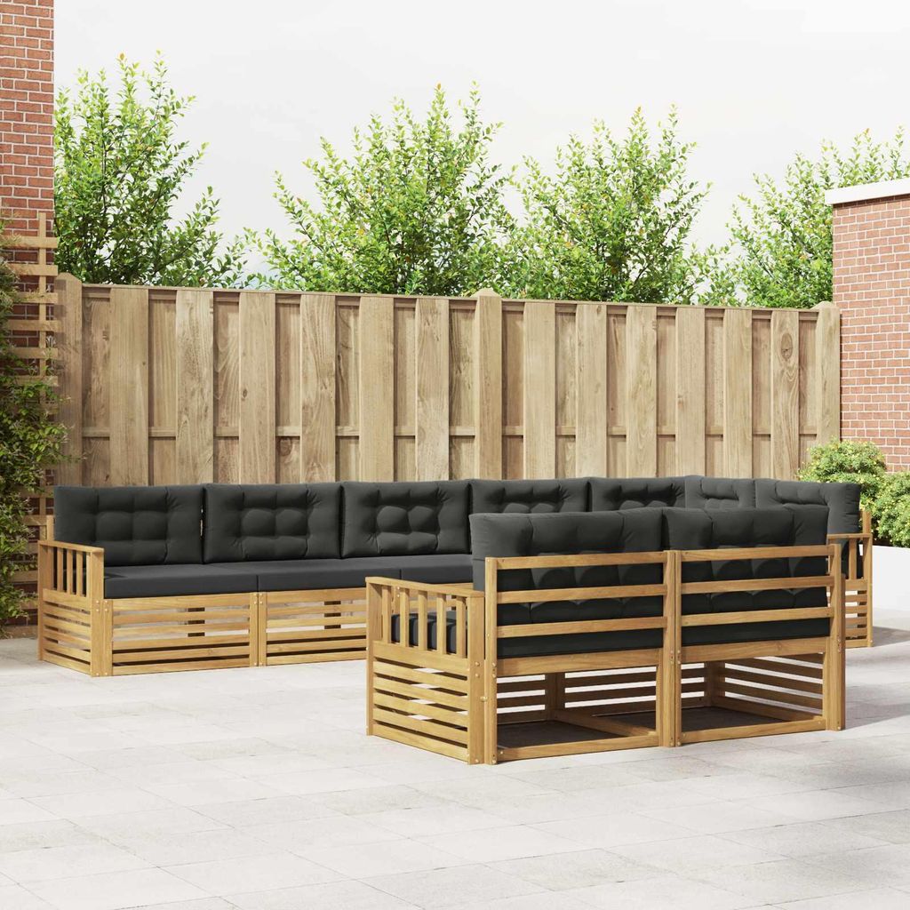 Möbel Outdoor-Sofagarnitur 8 pcs Weiß und Anthrazit PolyesterGartensofas - Gartensofas c4119
