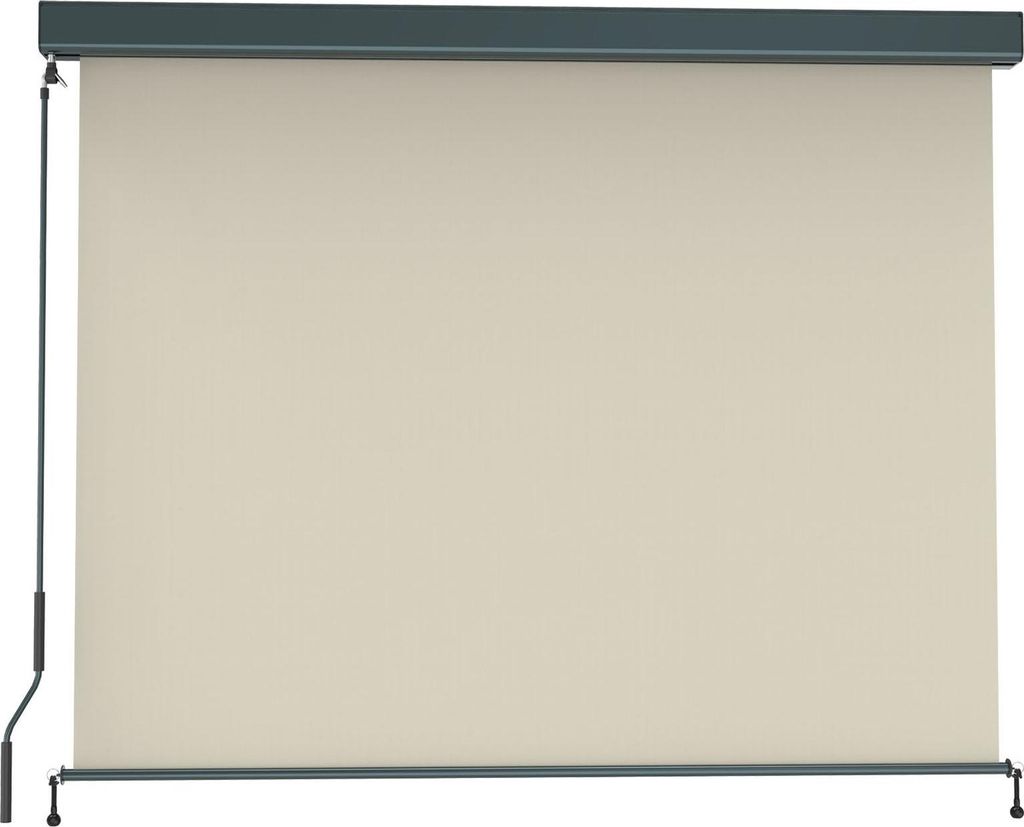 paramondo Außenrollo - Senkrechtmarkise 2000 mit Kassette & Kurbel, 1,6 x 2,5 m, anthrazit/beige Balkon- & Terrassenmarkise, UV-Schutz, wasserabwe...