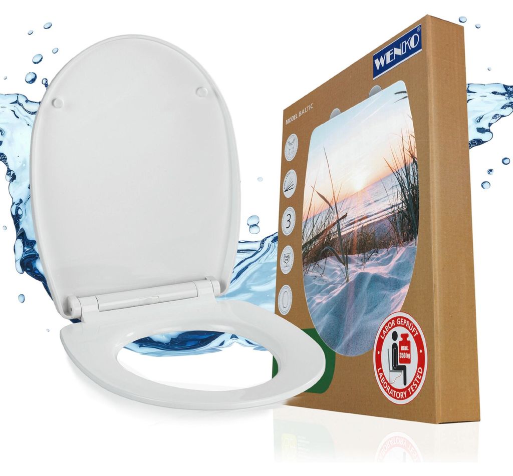 Siège de WC WENKO, modèle Baltic, finition brillante, avec Image du produit 