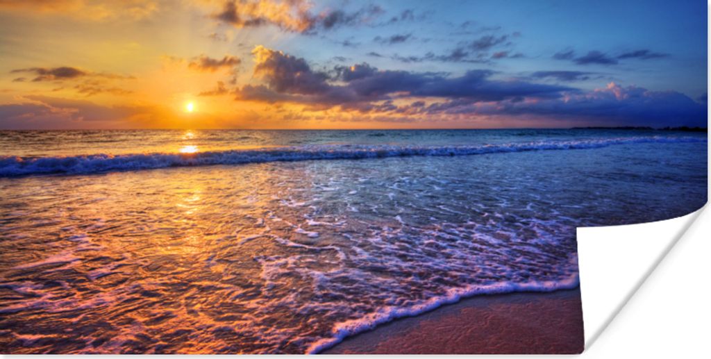 MuchoWow Poster Meer - Strand - Sonnenuntergang - Wolken - Horizont 150x75 cm - ohne Rahmen