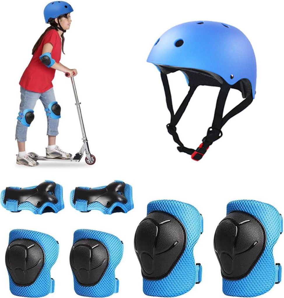 Kinder Schutzausrüstung mit Helm – Knieschoner & Produktbild 