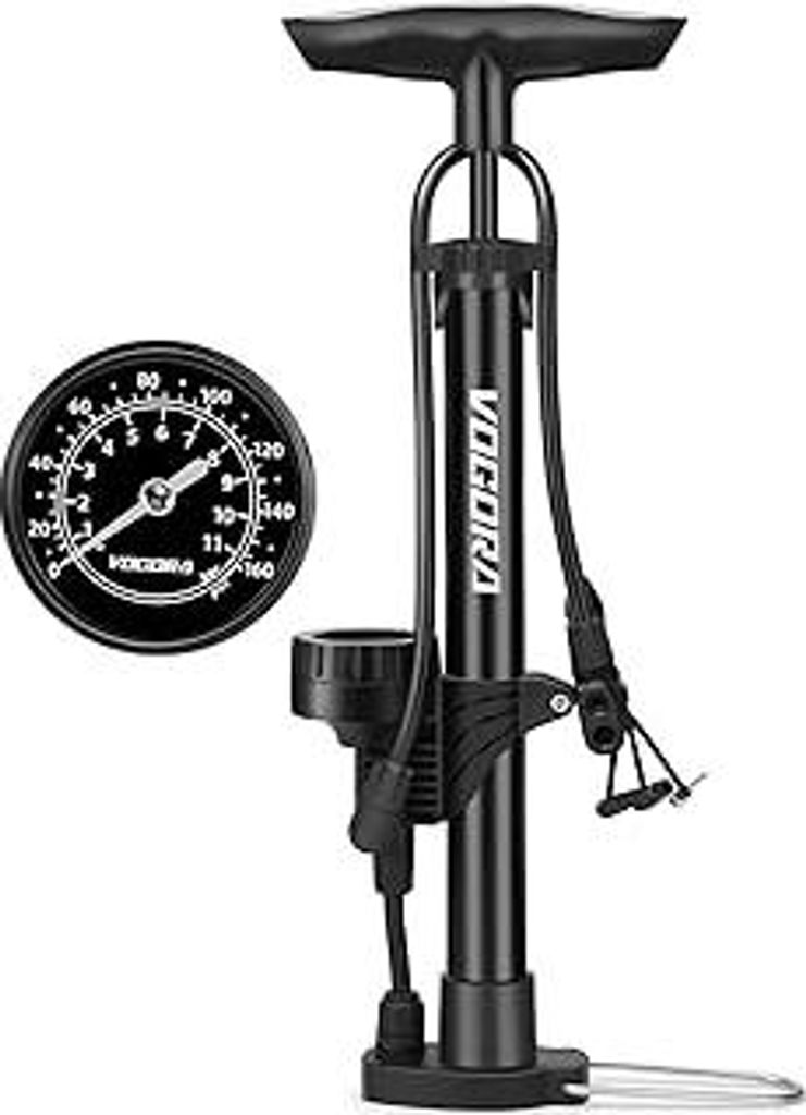 Fahrradpumpe alle Ventile, Luftpumpe Fahrrad Französische Ventile mit 160PSI Manometer, Fahrrad zubehör Pumpe Luft Standpumpe für Ball