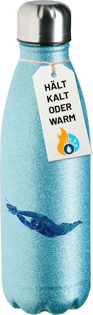 Huuraa Trinkflasche Schwimmen bunte Silhouette 500ml Blue Edelstahl Wasserflasche Trinkflasche Geschenkidee