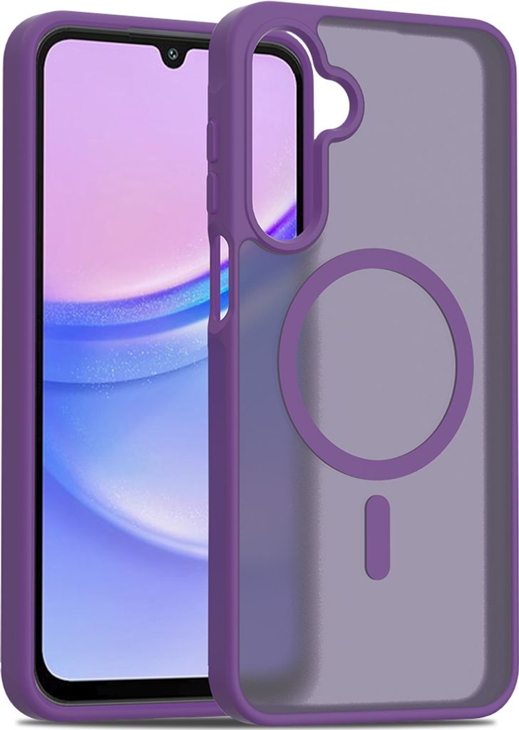 Magnetisch Hülle für Samsung Galaxy A15 5G/4G, Kompatibel mit MagSafe, Transluzente Matt Rückseite Stoßfeste Handyhülle Lila