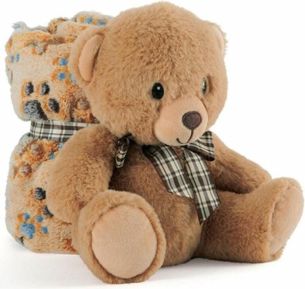 Perletti - Pluszowa Maskotka Teddy Bear z Miękkim Kocem 22cm, Oficjalny Produkt