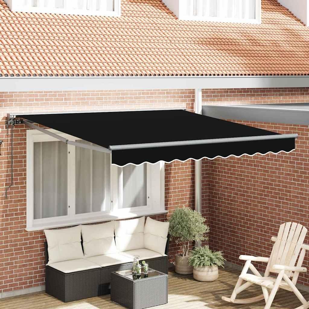 Einziehbare Markise Schwarz 350x250 cm Polyester