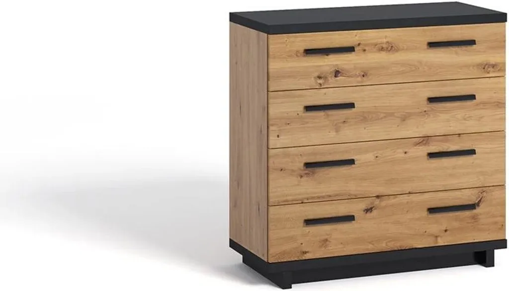Commode à tiroirs ISOLDA en bois clair avec 4 grands compartiments