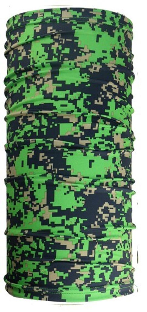Camouflage Neon Grün Multifunktionstuch Loop Schal Halstuch | Sport Outdoor | Damen Herren | Atmungsaktiv Waschbar Elastisch | Vernähte Saumkanten