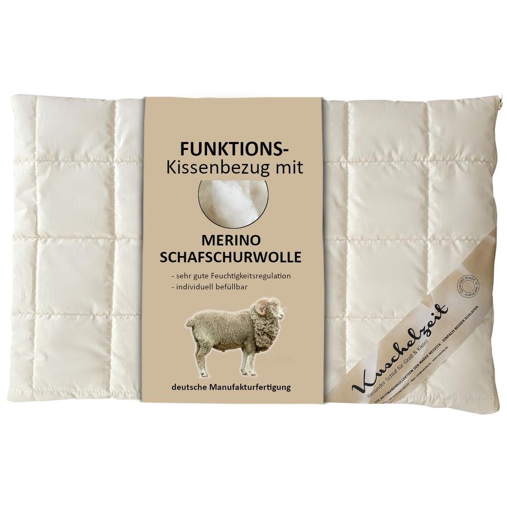 40x60 cm Kissenbezug mit Schafschurwolle zum selber befüllen Kissenhülle