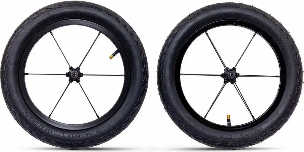 PUKY Next 12” Wheel-Set Black | 2X Luftreifen 12 Zoll | Für Kinderlaufrad ab 2-6 Jahre Laufrad Zubehör | Balance Bike Reifen | FlipChip Räder ...