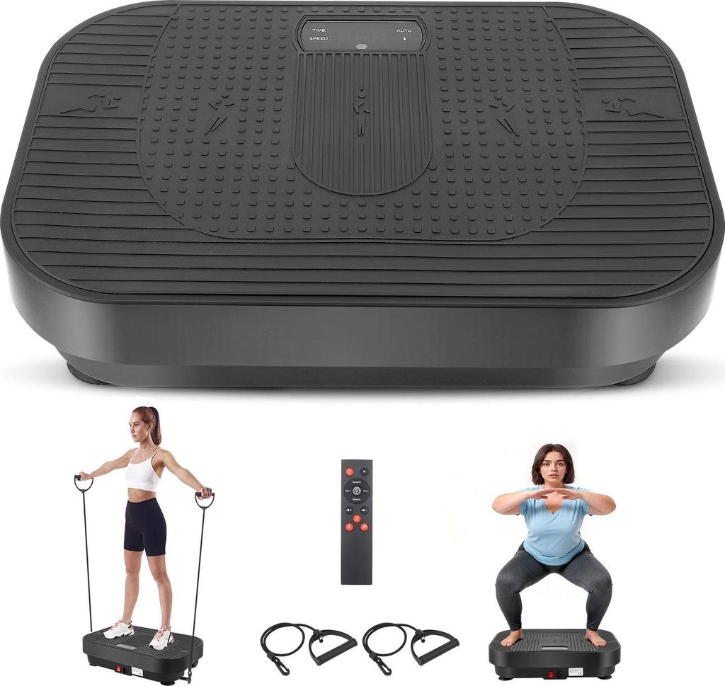 Vibrationsplatte - Fitnessplattform - 4 Fitnessbänder - 1–99 Intensitätsstufen - Balancetraining & Hüfte - Handheld-Typ - Ganzkörpertraining ...