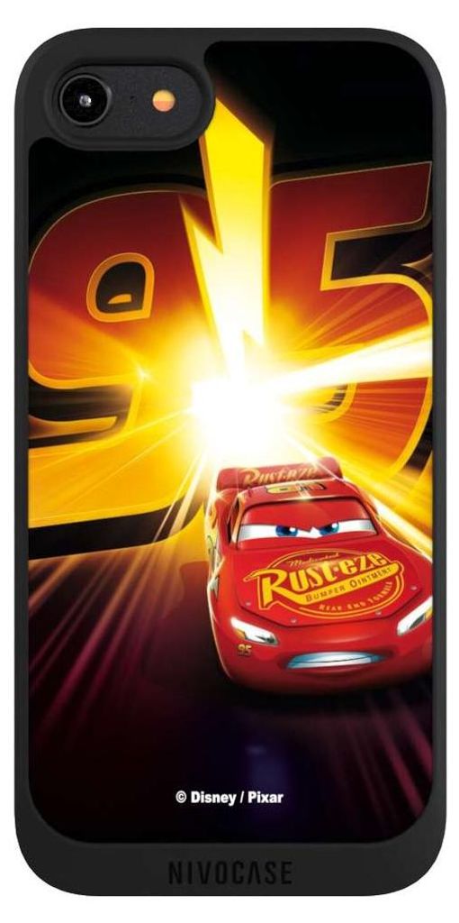 NIVOCASE Handyhülle für Apple iPhone 7 Hülle NIVOpure Case Schwarz Cars Lightning Mcqueen 95 Offizielles Lizenzprodukt