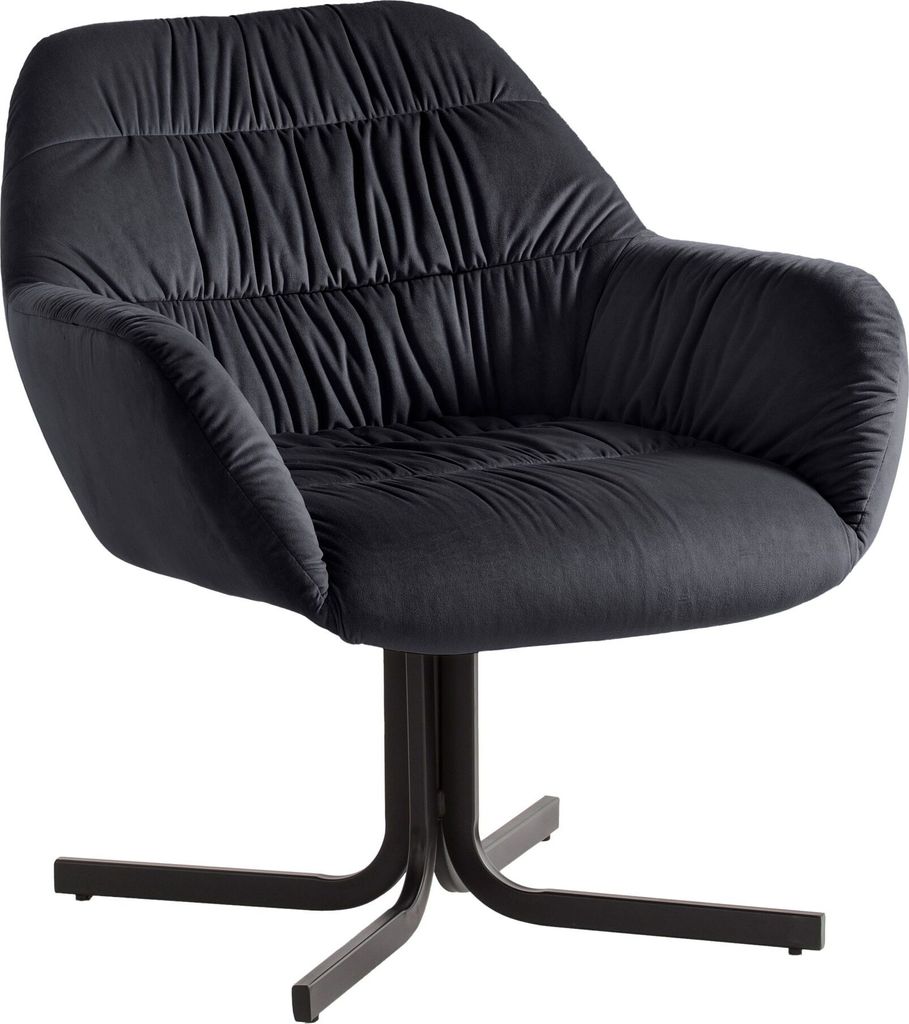 Loungesessel Samt Schwarz Design Clubsessel mit Metallbeine, Schalenstuhl gepolstert mit Rückenlehne, Cocktailsessel Lounge Armlehnen, Sessel mit ...